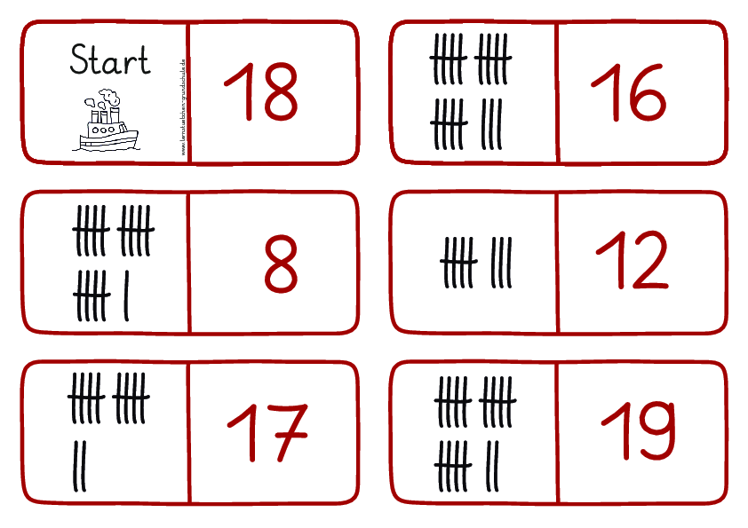 Dominos zur Anzahlerfassung - mit Strichlisten im ZR 20